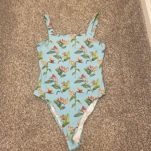 Blue floral bodysuit